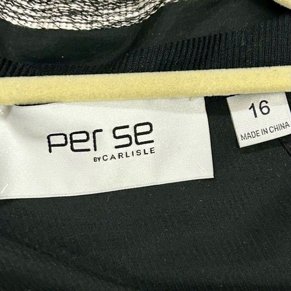 Per Se by Carlisle Striped Black Metallic Trim Coat – Size 16 - Picture 2 of 4